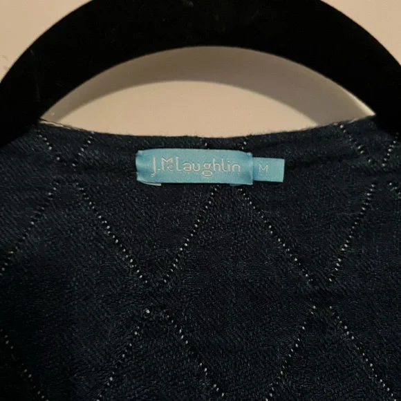 J. McLaughlin Dark Blue Quilted Blazer with Fringe Trim - Picture 2 of 6